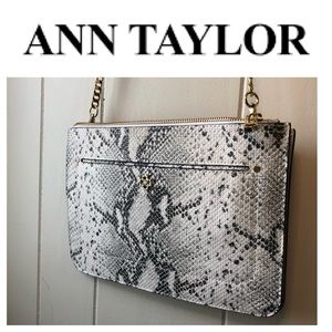 *ANN TAYLOR Grey Snake Detachable Chain Strap Crossbody Bag